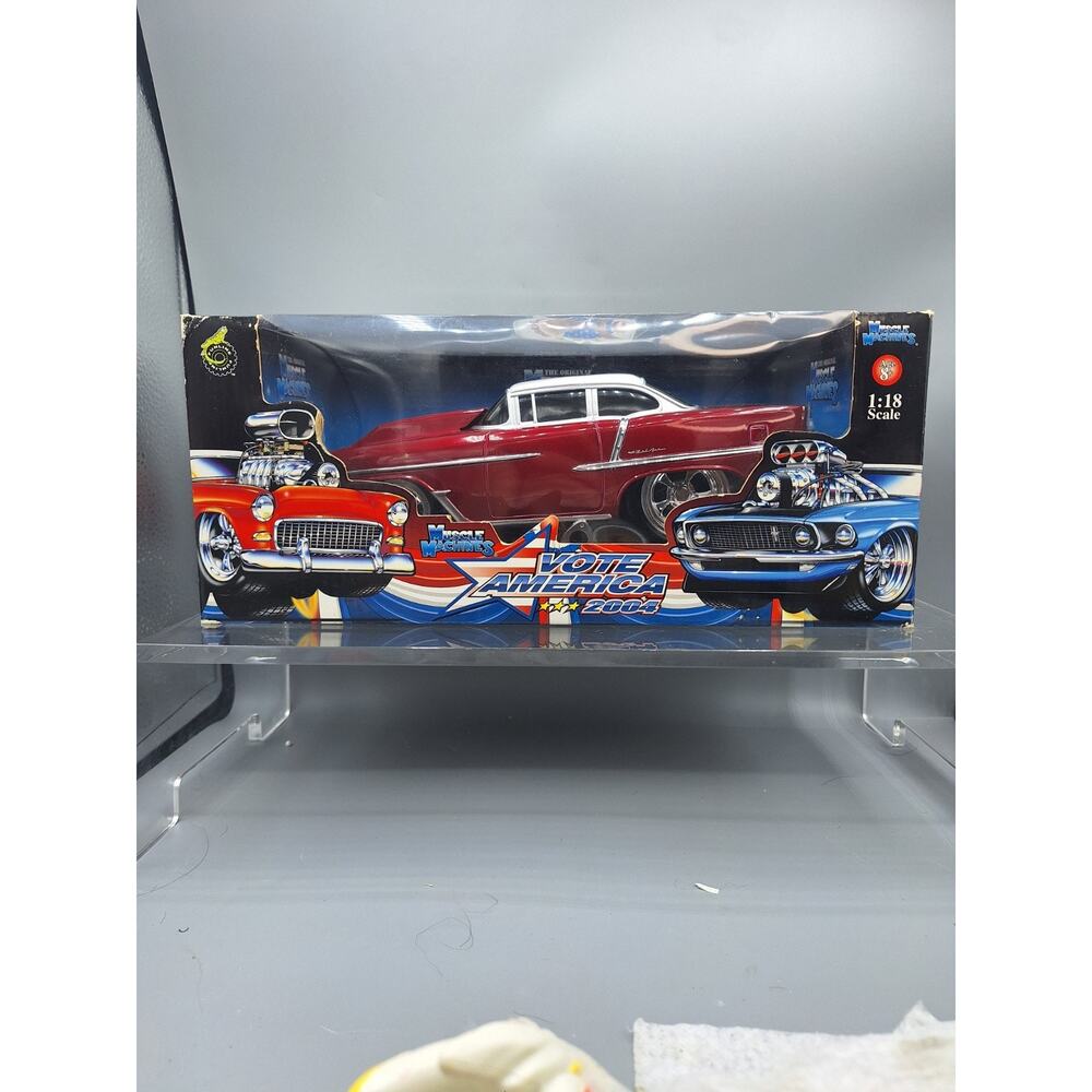 Muscle Machines~Vote America~ 1955 Chevy Bel Air~Red~1:18 Scale~2004